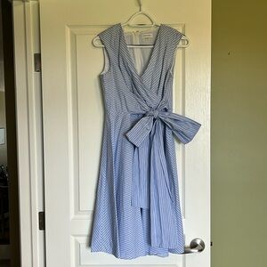 Striped flare wrap dress